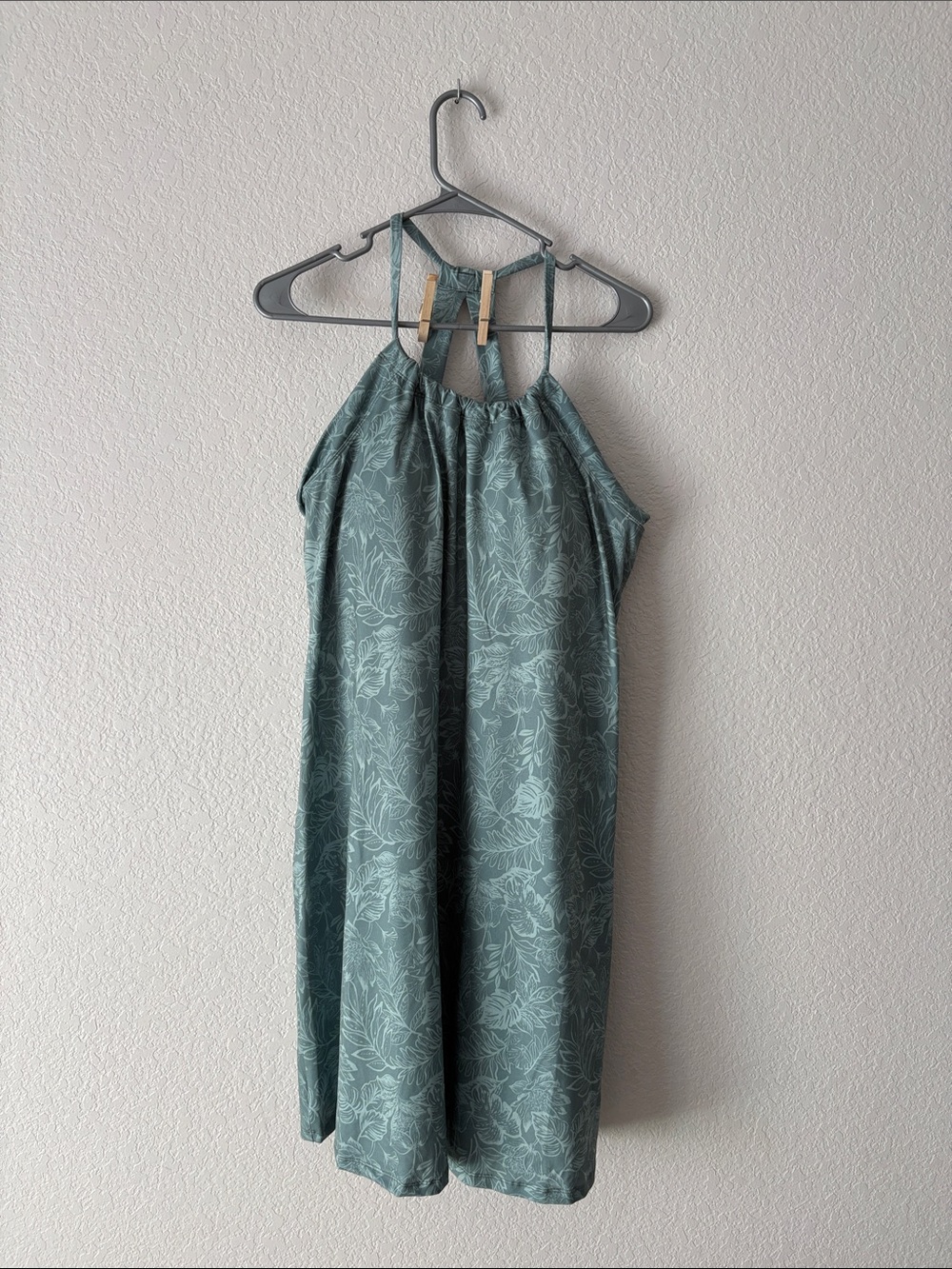 Sage Green Floral Halter Dress